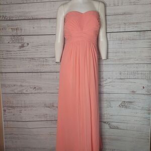David's Bridal Pink Strapless Sweetheart Gown